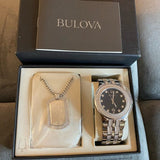 Buy Shop Bulova Crystal Collection Black Dial Silver Steel Strap Watch for Men - 96K102 USA Online
