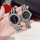 Buy Shop Bulova Crystal Collection Black Dial Silver Steel Strap Watch for Men - 96K102 USA Online