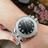 Buy Shop Bulova Crystal Collection Black Dial Silver Steel Strap Watch for Men - 96K102 USA Online