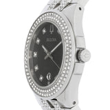 Buy Shop Bulova Crystal Collection Black Dial Silver Steel Strap Watch for Men - 96K102 USA Online