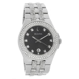 Buy Shop Bulova Crystal Collection Black Dial Silver Steel Strap Watch for Men - 96K102 USA Online