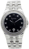 Buy Shop Bulova Crystal Collection Black Dial Silver Steel Strap Watch for Men - 96K102 USA Online