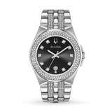 Buy Shop Bulova Crystal Collection Black Dial Silver Steel Strap Watch for Men - 96K102 USA Online