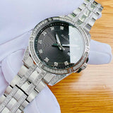 Buy Shop Bulova Crystal Collection Black Dial Silver Steel Strap Watch for Men - 96K104 USA Online