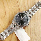 Buy Shop Bulova Crystal Collection Black Dial Silver Steel Strap Watch for Men - 96K104 USA Online