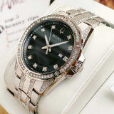 Buy Shop Bulova Crystal Collection Black Dial Silver Steel Strap Watch for Men - 96K104 USA Online