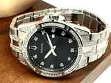 Buy Shop Bulova Crystal Collection Black Dial Silver Steel Strap Watch for Men - 96K104 USA Online