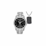 Buy Shop Bulova Crystal Collection Black Dial Silver Steel Strap Watch for Men - 96K104 USA Online