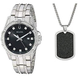 Buy Shop Bulova Crystal Collection Black Dial Silver Steel Strap Watch for Men - 96K104 USA Online