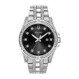 Buy Shop Bulova Crystal Collection Black Dial Silver Steel Strap Watch for Men - 96K104 USA Online