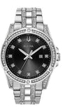 Buy Shop Bulova Crystal Collection Black Dial Silver Steel Strap Watch for Men - 96K104 USA Online
