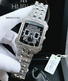 Buy Shop Bulova Crystal Collection Black Dial Silver Steel Strap Watch for Men - 98C108 USA Online
