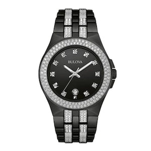 Buy Shop Bulova Crystal Collection Black Dial Two Tone Steel Strap Watch for Men - 98K101 USA Online