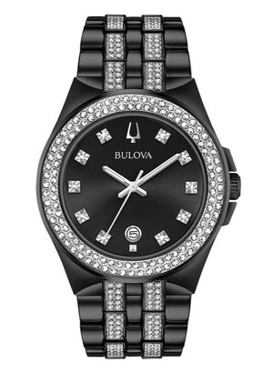 Buy Shop Bulova Crystal Collection Black Dial Two Tone Steel Strap Watch for Men - 98K101 USA Online
