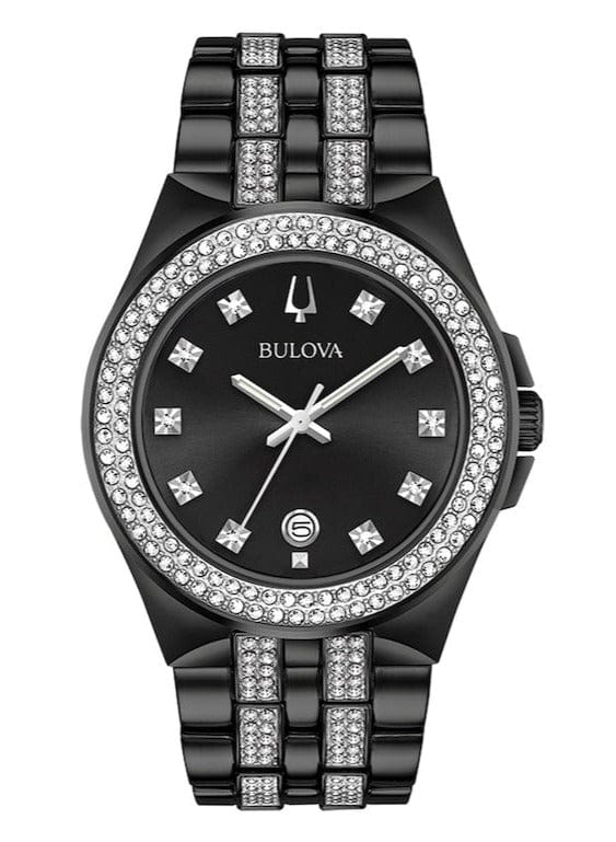 Buy Shop Bulova Crystal Collection Black Dial Two Tone Steel Strap Watch for Men - 98K101 USA Online