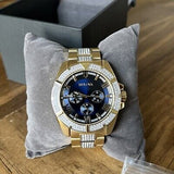 Buy Shop Bulova Crystal Collection Blue Dial Gold Steel Strap Watch for Men - 98C128 USA Online