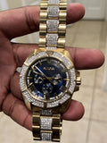 Buy Shop Bulova Crystal Collection Blue Dial Gold Steel Strap Watch for Men - 98C128 USA Online