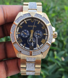 Buy Shop Bulova Crystal Collection Blue Dial Gold Steel Strap Watch for Men - 98C128 USA Online