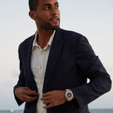 Buy Shop Bulova Crystal Collection Blue Dial Gold Steel Strap Watch for Men - 98C128 USA Online