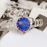 Buy Shop Bulova Crystal Collection Blue Mother of Pearl Dial Silver Steel Strap Watch for Women - 96L238 USA Online