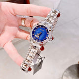 Buy Shop Bulova Crystal Collection Blue Mother of Pearl Dial Silver Steel Strap Watch for Women - 96L238 USA Online