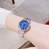 Buy Shop Bulova Crystal Collection Blue Mother of Pearl Dial Silver Steel Strap Watch for Women - 96L238 USA Online