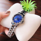 Buy Shop Bulova Crystal Collection Blue Mother of Pearl Dial Silver Steel Strap Watch for Women - 96L238 USA Online