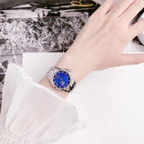 Buy Shop Bulova Crystal Collection Blue Mother of Pearl Dial Silver Steel Strap Watch for Women - 96L238 USA Online