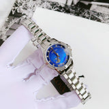 Buy Shop Bulova Crystal Collection Blue Mother of Pearl Dial Silver Steel Strap Watch for Women - 96L238 USA Online