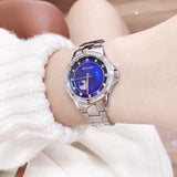 Buy Shop Bulova Crystal Collection Blue Mother of Pearl Dial Silver Steel Strap Watch for Women - 96L238 USA Online