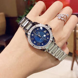Buy Shop Bulova Crystal Collection Blue Mother of Pearl Dial Silver Steel Strap Watch for Women - 96L238 USA Online