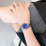 Buy Shop Bulova Crystal Collection Blue Mother of Pearl Dial Silver Steel Strap Watch for Women - 96L238 USA Online