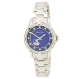 Buy Shop Bulova Crystal Collection Blue Mother of Pearl Dial Silver Steel Strap Watch for Women - 96L238 USA Online