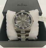 Buy Shop Bulova Crystal Collection Brown Dial Silver Steel Strap Watch for Men - 96B221 USA Online