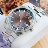 Buy Shop Bulova Crystal Collection Brown Dial Silver Steel Strap Watch for Men - 96B221 USA Online