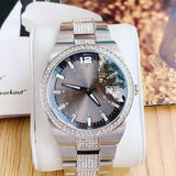 Buy Shop Bulova Crystal Collection Brown Dial Silver Steel Strap Watch for Men - 96B221 USA Online