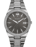 Buy Shop Bulova Crystal Collection Brown Dial Silver Steel Strap Watch for Men - 96B221 USA Online