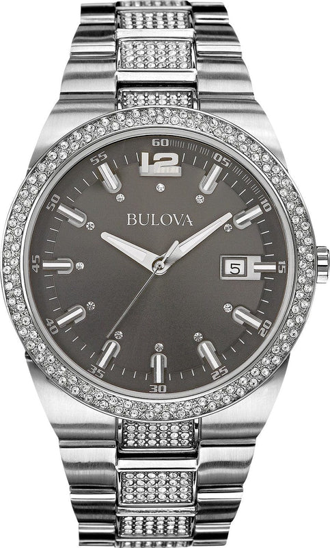 Buy Shop Bulova Crystal Collection Brown Dial Silver Steel Strap Watch for Men - 96B221 USA Online
