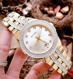 Buy Shop Bulova Crystal Collection Champagne Dial Two Tone Steel Strap Watch for Women - 98B174 USA Online