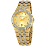 Buy Shop Bulova Crystal Collection Champagne Dial Two Tone Steel Strap Watch for Women - 98B174 USA Online