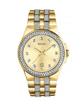 Buy Shop Bulova Crystal Collection Champagne Dial Two Tone Steel Strap Watch for Women - 98B174 USA Online