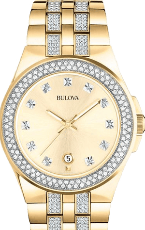 Buy Shop Bulova Crystal Collection Champagne Dial Two Tone Steel Strap Watch for Women - 98B174 USA Online