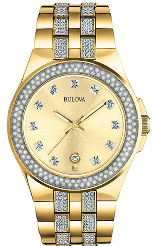 Buy Shop Bulova Crystal Collection Champagne Dial Two Tone Steel Strap Watch for Women - 98B174 USA Online