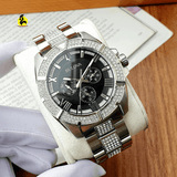 Buy Shop Bulova Crystal Collection Chronograph Black Dial Two Tone Steel Strap Watch for Men - 96C126 USA Online