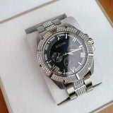 Buy Shop Bulova Crystal Collection Chronograph Black Dial Two Tone Steel Strap Watch for Men - 96C126 USA Online