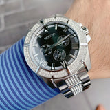 Buy Shop Bulova Crystal Collection Chronograph Black Dial Two Tone Steel Strap Watch for Men - 96C126 USA Online