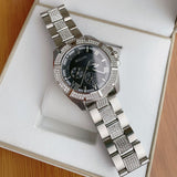 Buy Shop Bulova Crystal Collection Chronograph Black Dial Two Tone Steel Strap Watch for Men - 96C126 USA Online