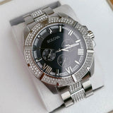 Buy Shop Bulova Crystal Collection Chronograph Black Dial Two Tone Steel Strap Watch for Men - 96C126 USA Online