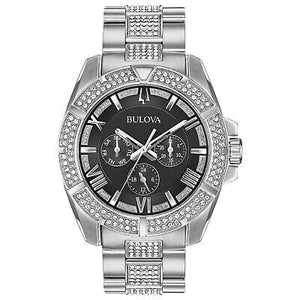 Buy Shop Bulova Crystal Collection Chronograph Black Dial Two Tone Steel Strap Watch for Men - 96C126 USA Online