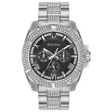 Buy Shop Bulova Crystal Collection Chronograph Black Dial Two Tone Steel Strap Watch for Men - 96C126 USA Online